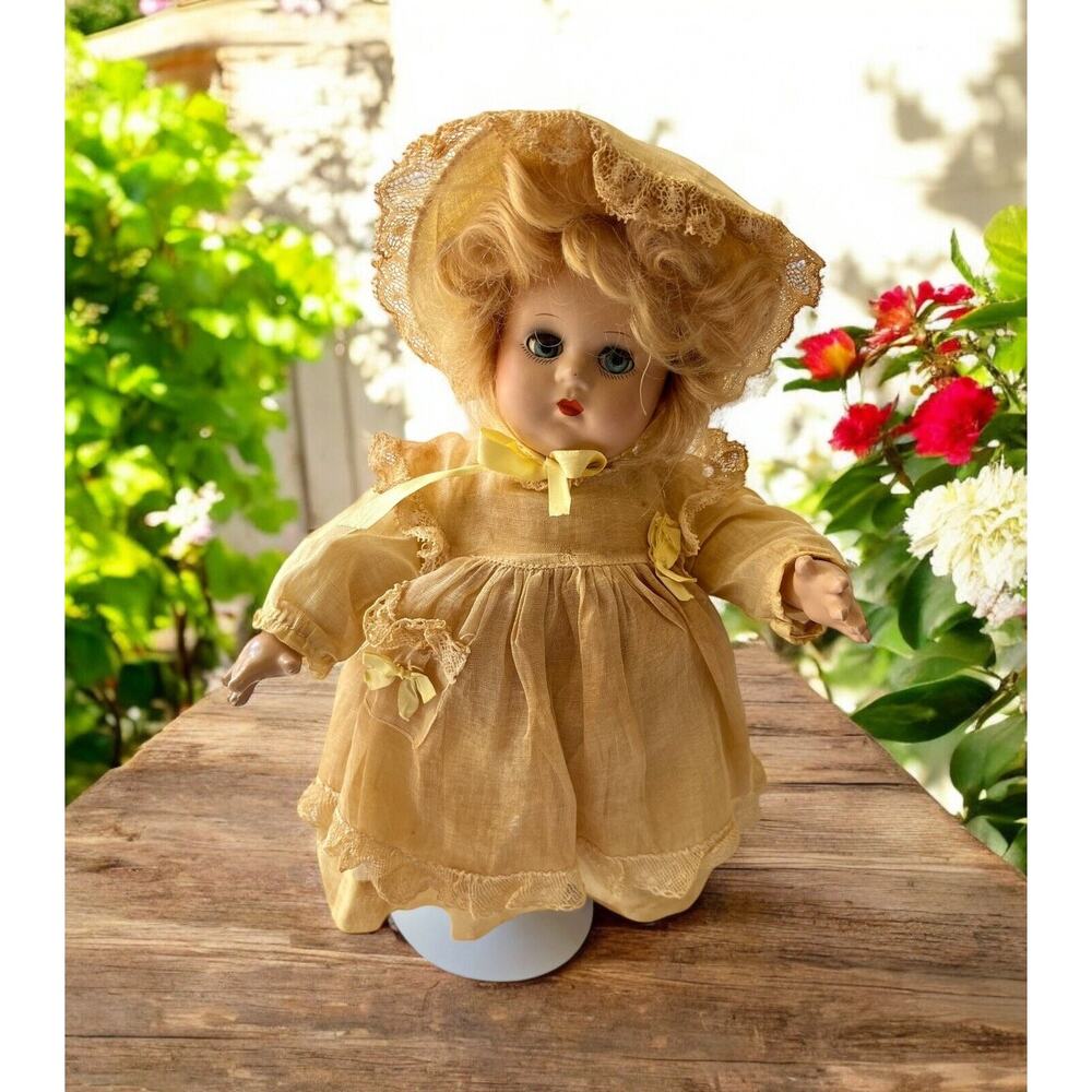 Vtg Collector Madame Alexander Doll‎ Baby McGuffey 12" Blond Hair Yellow 1930s